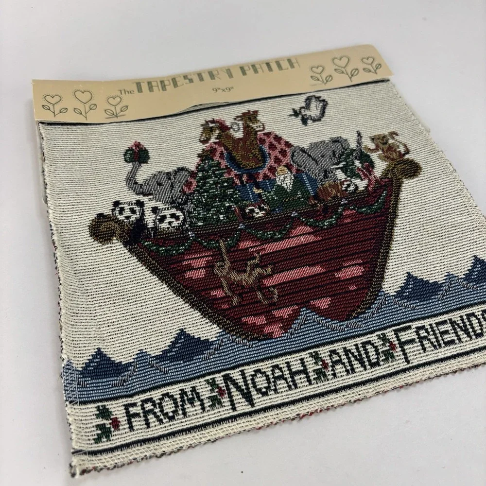 Vintage Noah's Ark Woven Decorative Tapestry Panel Wall Art/pillow/cushion 9